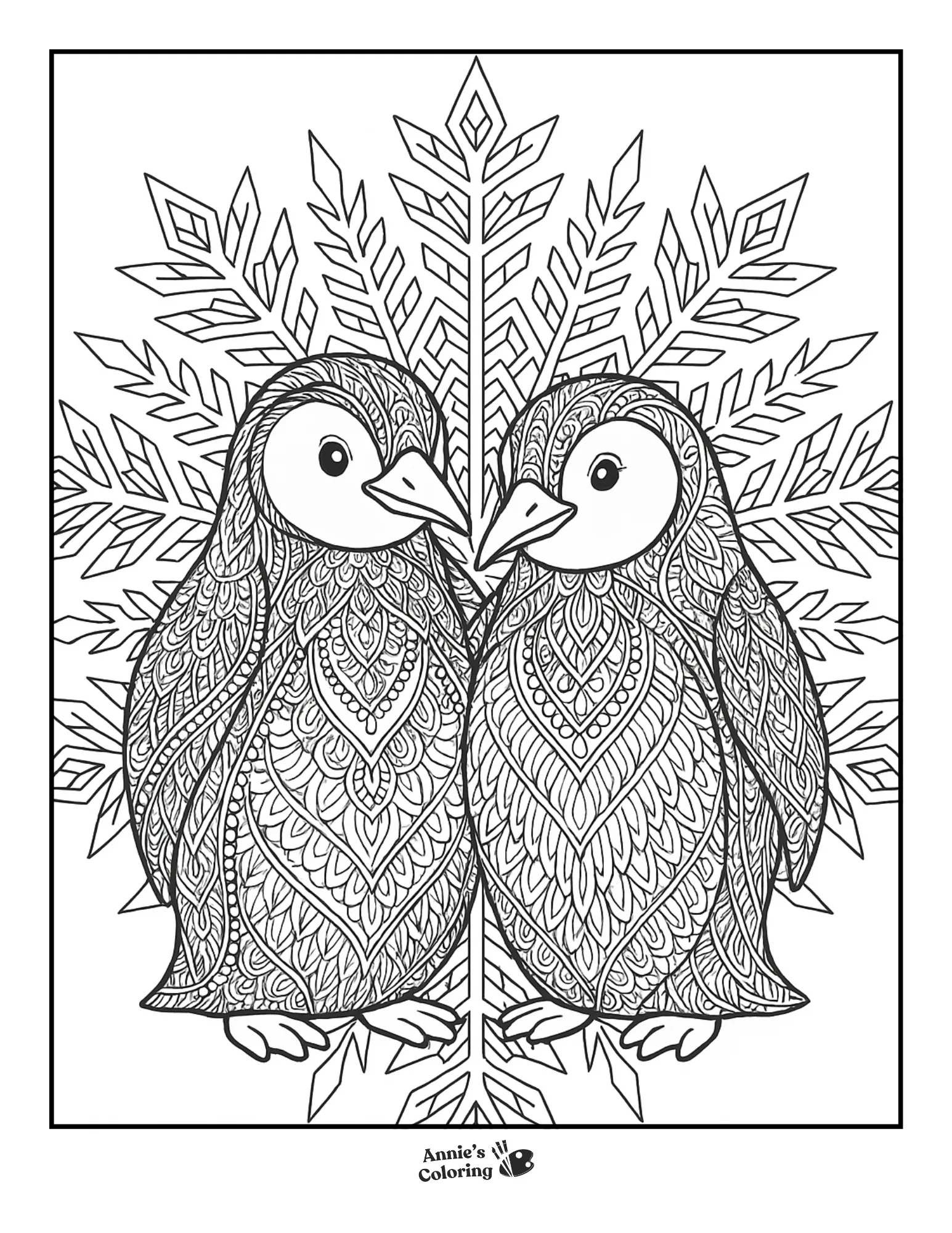 A mandala scene with penguin chicks.