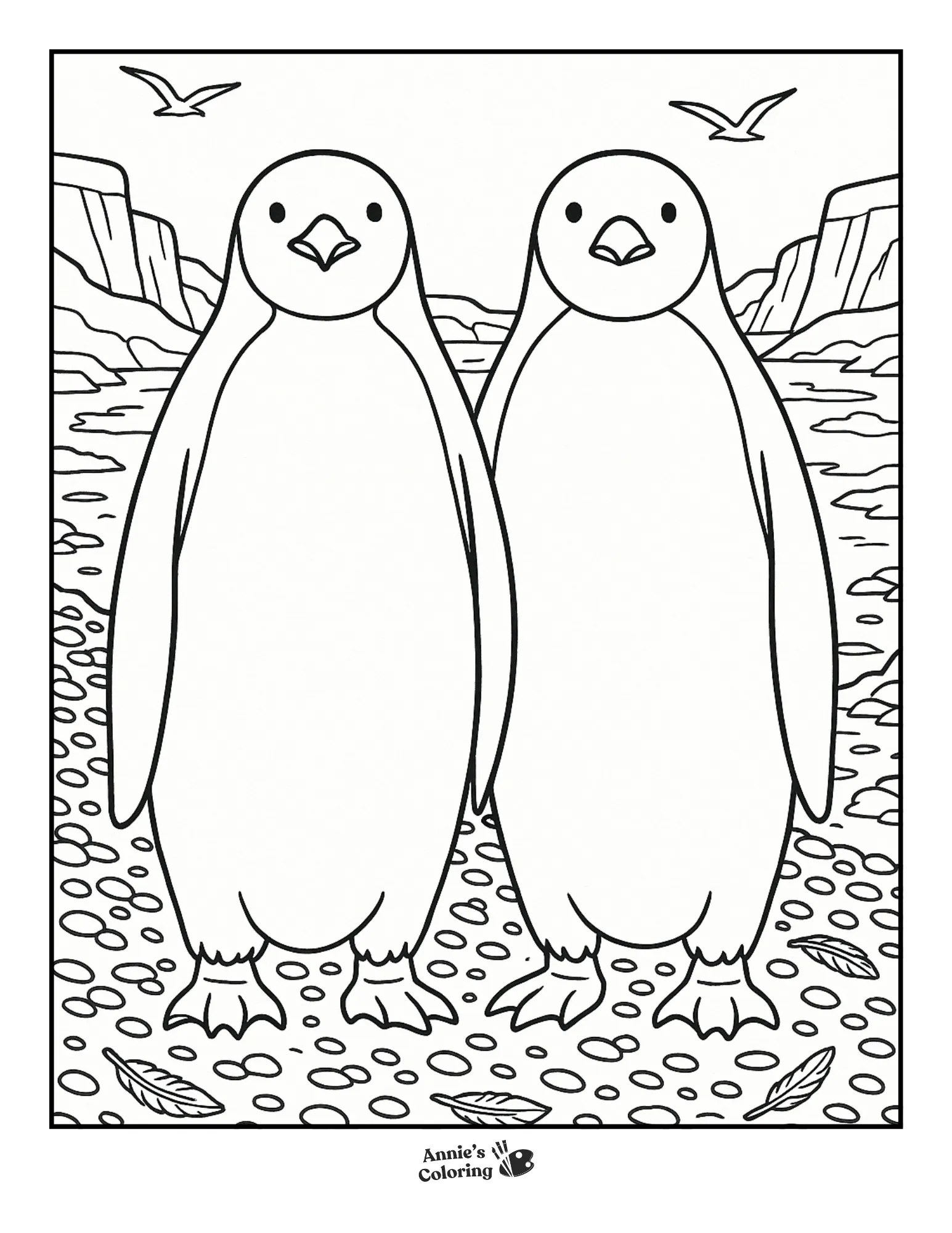 A realistic penguin viewed from the front.
